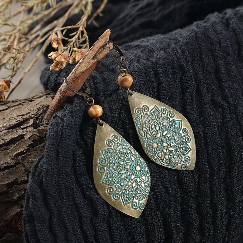 Lovely gold colored patina boho earrings